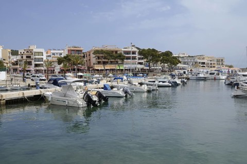 Boats in the harbour, Cala Rajada, Majorca, Balearic Islands, Spain