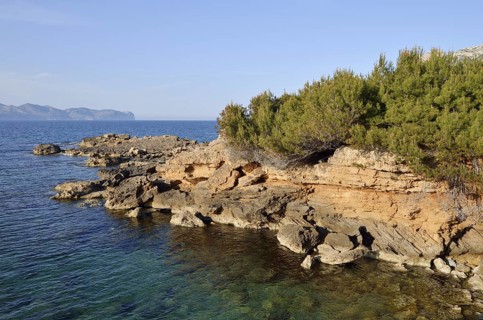 Rocky coast, Platja S'Illot, Majorca, Balearic Islands, Spain