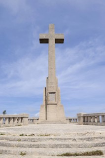 Stone cross at the Santuari de Sant Salvador monastery, Puig de Sant Salvador near Felanitx,