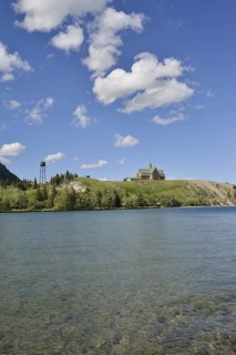 Prince of Wales Hotel and Lake Upper Waterton Lake, Waterton Lakes National Park, Alberta, Canada