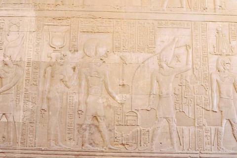 Relief on the double temple of Kom Ombo, Kom Ombo, Egypt