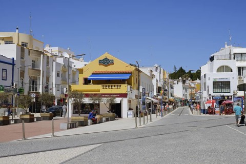 Street with houses and shops, Carvoeiro, Algarve, Portugal