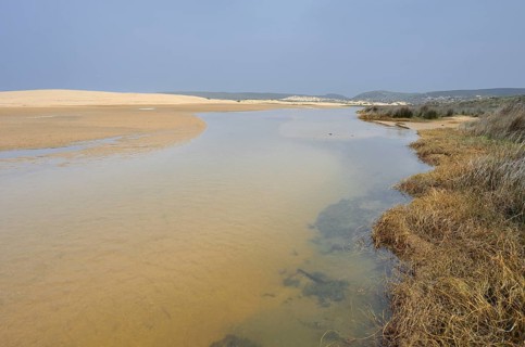Lagoon at Praia da Bordeira beach, Carrapateira, Parque Natural do Sudoeste Alentejano e Costa