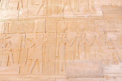 Relief on the double temple of Kom Ombo, Kom Ombo, Egypt