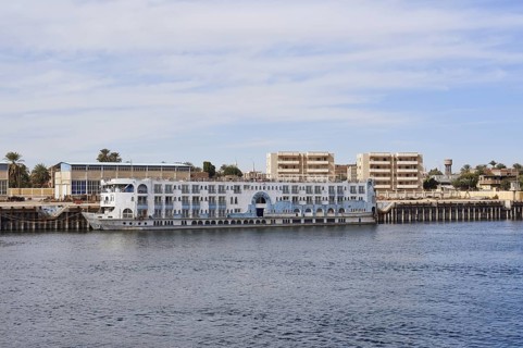 Nile cruise ship at jetty, Egypt