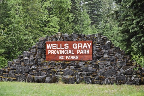 Sign at the park entrance, Wells Gray Provincial Park, British Columbia, Canada