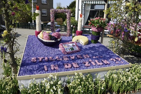 Flower mosaic of hyacinth blossoms, De Zilk, South Holland, Netherlands
