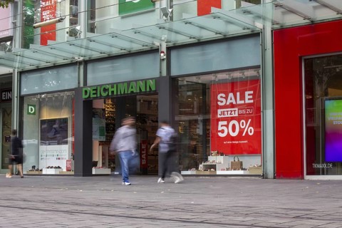 Shop of the shoe retailer Deichmann in the city centre of Mannheim
