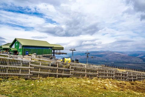 View of Nevis Range Mountains, Grampian Mountains, Fort William, Highland, Lochaber, Scotland, UK