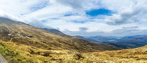 Panorama View from Nevis Range Mountains, Grampian Mountains, Fort William, Highland, Lochaber,