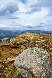 View from Nevis Range Mountains, Grampian Mountains, Fort William, Highland, Lochaber, Scotland, UK