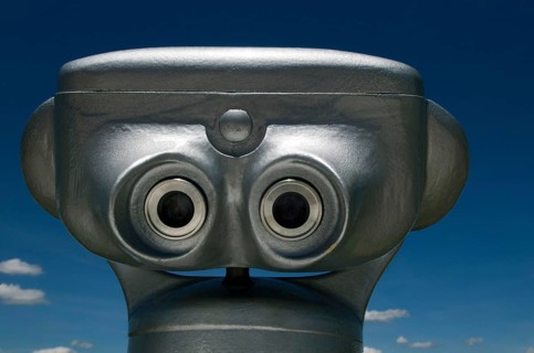 Visitors can easily spot the coin-operated binoculars in Auvergne, France, inviting people to enjoy