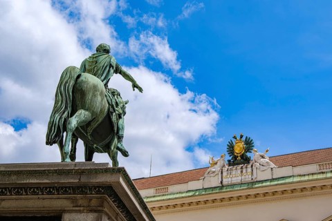 Emperor Joseph Monument in front of the Austrian National Library on Josefsplatz in the Vienna