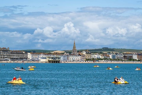 Beach and seaside in Weymouth, Esplanade, Weymouth, Dorset, England, United Kingdom