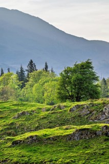 Mountains in Lake District National Park over Coniston Water, Cumbria, England, United Kingdom