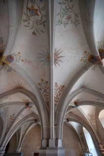 Late Gothic ribbed vault in the lay refectory, built in 1530, painted in 1528, Bebenhausen