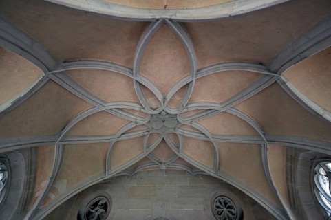 Loop star vault in the well house, Bebenhausen Monastery, built around 1500, Bebenhausen district