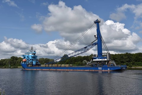 Heavy goods vessel MERI, cargo ship MERI in the Kiel Canal, Kiel Canal, Kiel Canal,