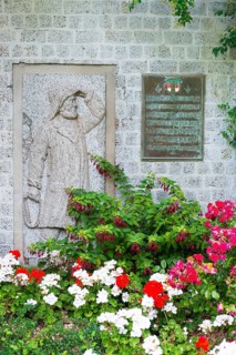 Monument, stone relief showing Jacob Andresen Siemens, founder of the seaside resort of Heligoland,