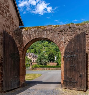 The old castle with Barbarossaplatz and the castle café in the old town centre of Büdingen, Hesse,
