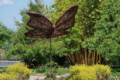 Butterfly figure made of wickerwork, district educational garden, Burgsteinfurt, Münsterland, North