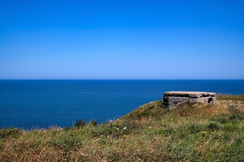 Former German bunker, Atlantic Wall, Second World War, D-Day, Étretat, sea, steep coast, cliffs,