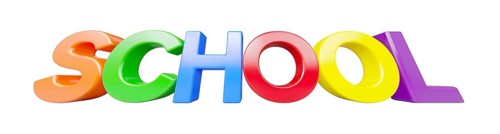 Low angle plastic magnetic letters spelling the word school isolated on a white background