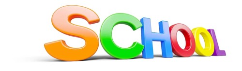 Plastic magnetic letters in perspective with drop shadow spelling the word school isolated on a