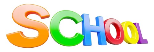 Plastic magnetic letters in perspective spelling the word school isolated on a white background