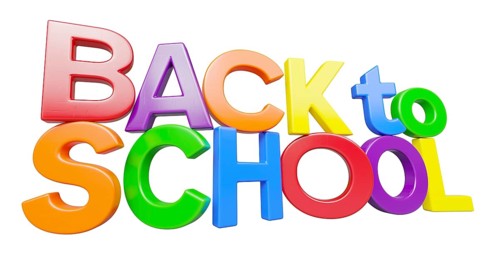 Stacked plastic magnetic letters spelling the phrase back to school in perspective isolated on a