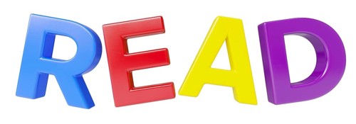 Plastic magnetic letters spelling the word read isolated on a white background