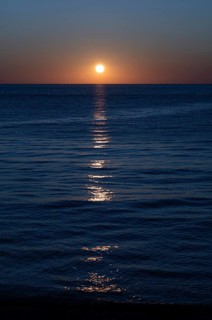 Sunset by the sea, North Sea, English Channel, Étretat, evening mood, atmospheric, Normandy,
