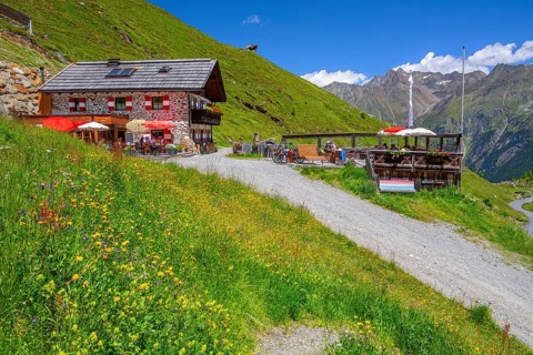 Rettenbachalm on the Ötztal Glacier Road, Sölden, Ötztal, Ötztal Alps, Tyrol, Austria