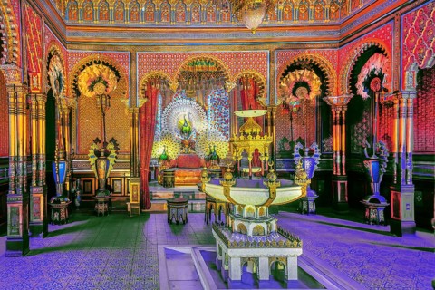 Interior of the Moorish Kiosk in the park of Linderhof Palace, Ettal, Ammertal, Upper Bavaria,