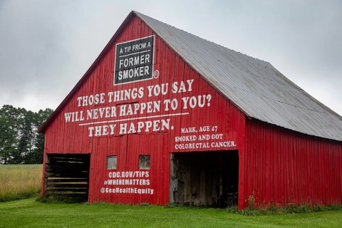 Marlinton, West Virginia - A barn in rural West Virginia is painted with an anti-smoking message.