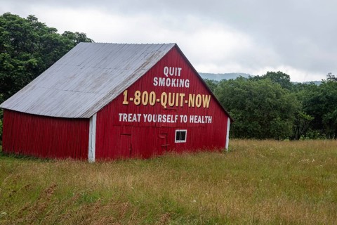 Marlinton, West Virginia - A barn in rural West Virginia is painted with an anti-smoking message.