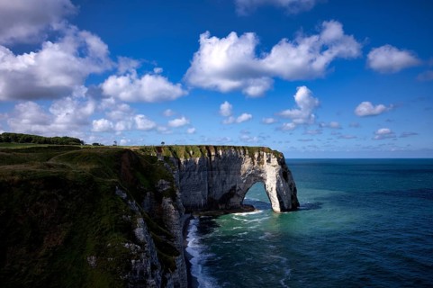 Rock arch Falaise or Porte La Manneporte, Étretat, sea, steep coast, cliffs, chalk cliffs,