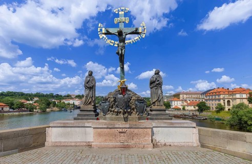 Czech, Charles Bridge on Vlatva connecting Prague Castle Lesser Quarter and Old Town