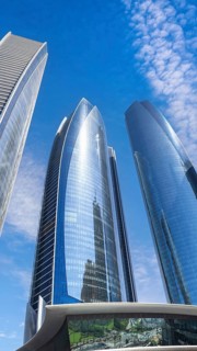 UAE, United Arab Emirates, Abu Dhabi downtown panorama and financial center skyline
