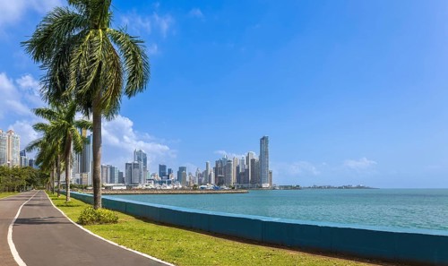 Panoramic view of skyline of Panama City downtown and financial center