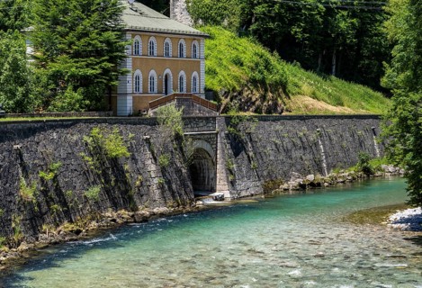 The Berchtesgadener Ache in Marktschellenberg, Bavaria, Germany