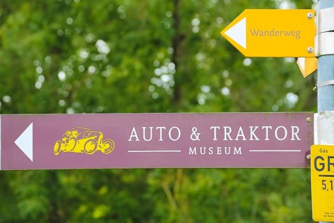 Sign, signpost, car and tractor museum, hiking trail, writing, letters, Oberuhldingen district,