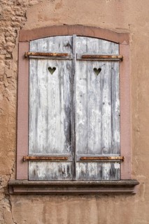 Window with closed shutters, Haguenau, Haguenau, Bas-Rhin Department, Alsace, France