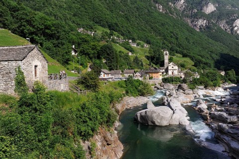 Rocks and Gums, Lavertezzo, Verzasca Valley in the Canton of Tessin, Switzerland
