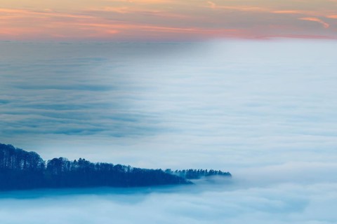 Inversion weather, fog, autumn, Breitenstein, Breitenstein, Ochsenwang, Swabian Jura,