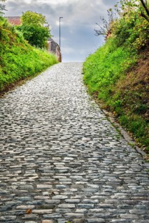 Hill of Koppenberg, Cobblestones at the cycling classic Tour of Flanders, Ardennes, Flanders,