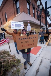 Milan, Michigan USA - 11 November 2025 - On Veterans Day, veterans held rallies across the country
