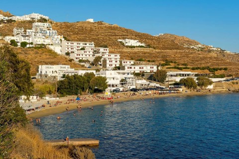 Agios Stefanos, Mykonos, Cyclades, Greece - Agios Stefanos, small town with sandy beach, apartments