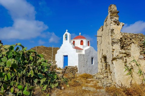 Ano Mera, Mykonos, Cyclades, Greece - Small church from the 18th century on the site of the Gyzi