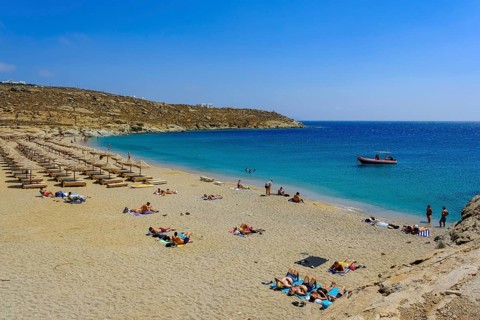 Mykonos, Cyclades, Greece - Lia Beach in the southeast of the island